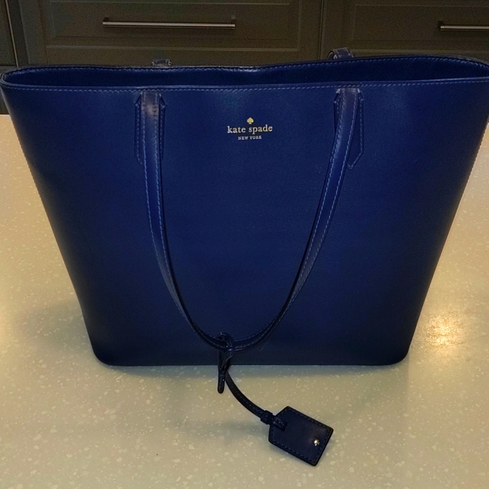 Kate Spade Karla Wright Place Leather Tote Sapphire